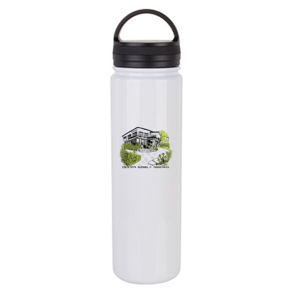 23oz Stainless Steel Flask Bottle w/ Portable Lid - Sublimated Logo Thumbnail